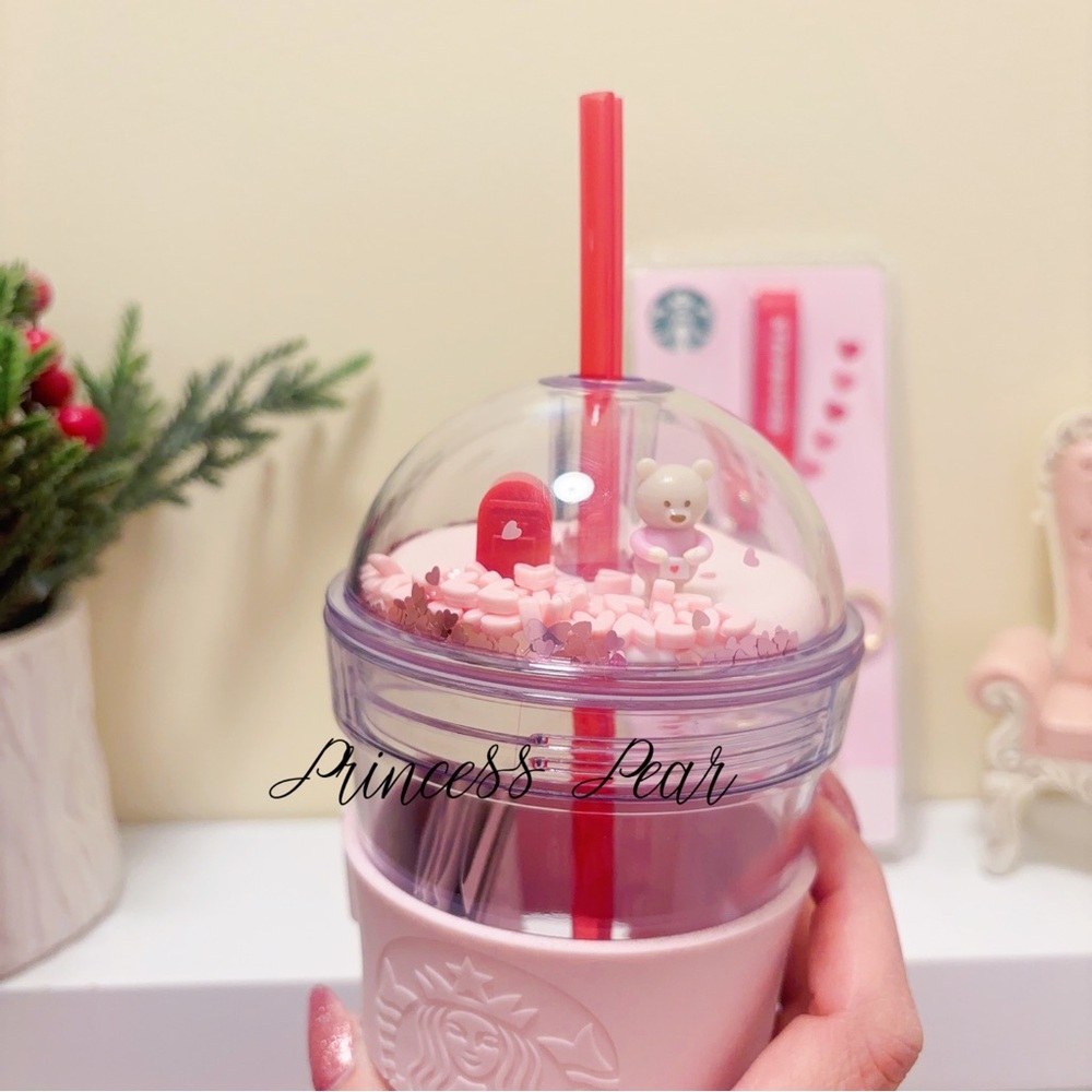 Starbucks Korea Valentine 2019 Bearista Dome Cup with keychain - Picture 7 of 9